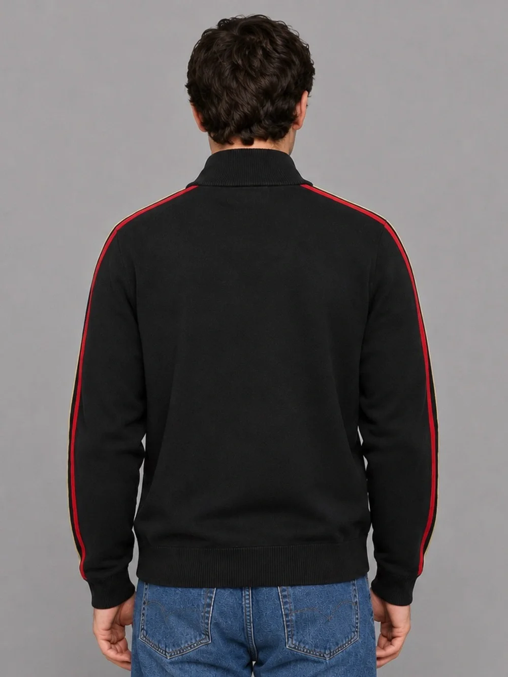 Ralph Lauren L-RL Lauren Active Men’s XL Black 1/4 Zip Sweater Red Stripe